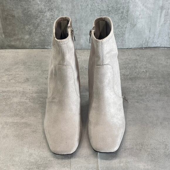 MARC FISHER Women's Light Gray Needit Stretch Square-Toe Block Heel Booties SZ 7 - Picture 2 of 10